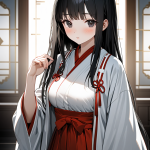 白い巫女風の着物をきたおなご